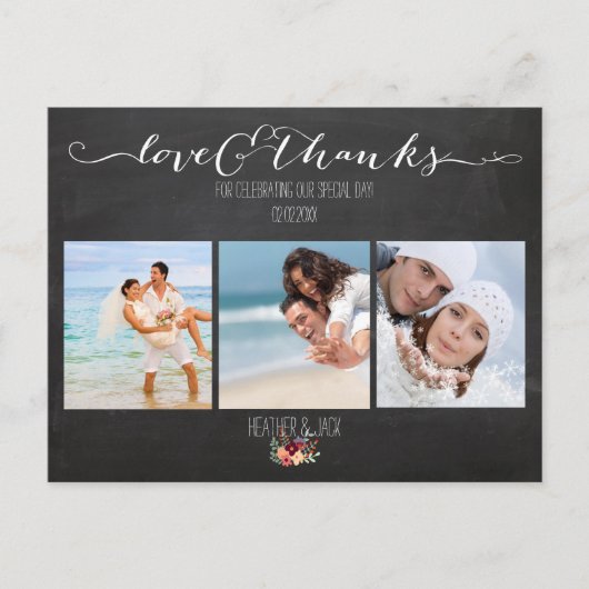 PixDezines chalkboard/s結婚の写感謝してい真 ポストカード (正面)