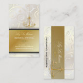 PixDezines Chandelierカップケーキ渦巻き/真珠のような白 名刺 (正面/裏面)