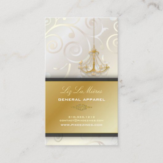 PixDezines Chandelierカップケーキ渦巻き/真珠のような白 名刺 (正面)