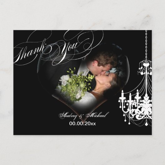 PixDezines Chandelierハートフォトフレーム/サンキュー ポストカード (正面)