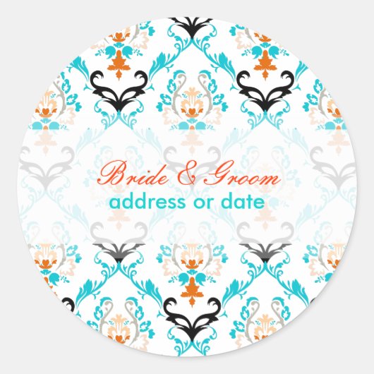 PixDezines chantal ダマスク/DIYカラー ラウンドシール (正面)