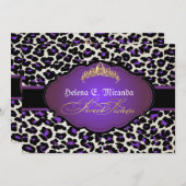 PixDezines cheetah+tiara/sweet sixteen 招待状 (正面/裏面)