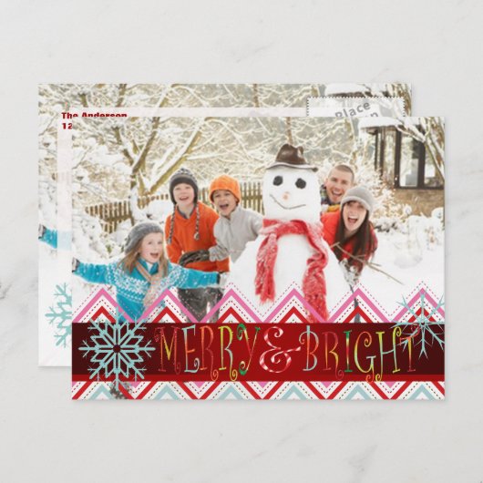 PixDezines chevron写真テンプレートの祝日 シーズンポストカード (正面/裏面)