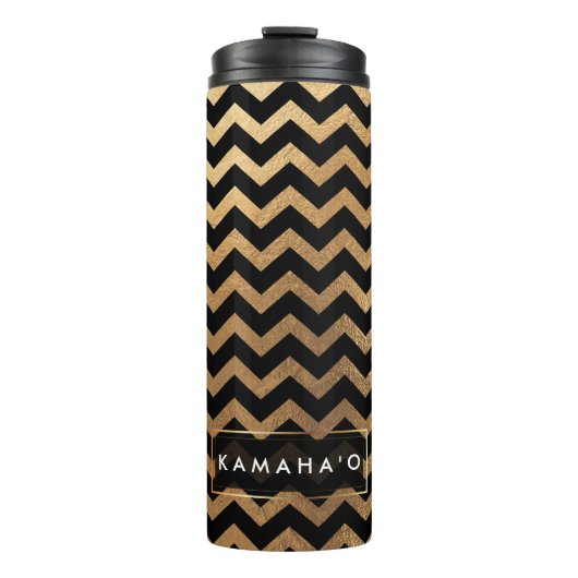 PixDezines Chevron/メタリックフェイク金ゴールド タンブラー (正面)