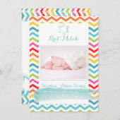 PixDezines chevron/brit milah/photo frame+stars 招待状 (正面/裏面)