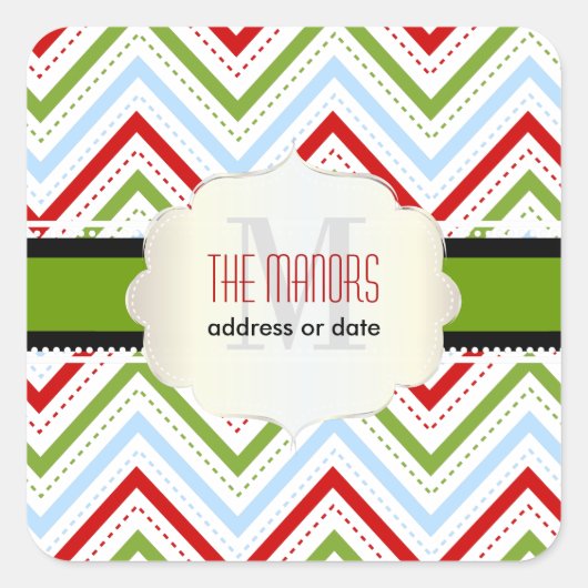 PixDezines Chevron/Christmas/DIYカラー スクエアシール (正面)