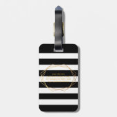 PixDezines CHIC ブラック&ホワイト ストライプ / DIY カラー ラゲッジタグ (裏面縦)