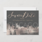 PixDezines Chicagoスケッチシティスケープ マグネット招待状 (正面)