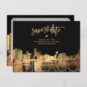 PixDezines/Chicago日付/金ゴールドの保存 案内ポストカード (正面/裏面)