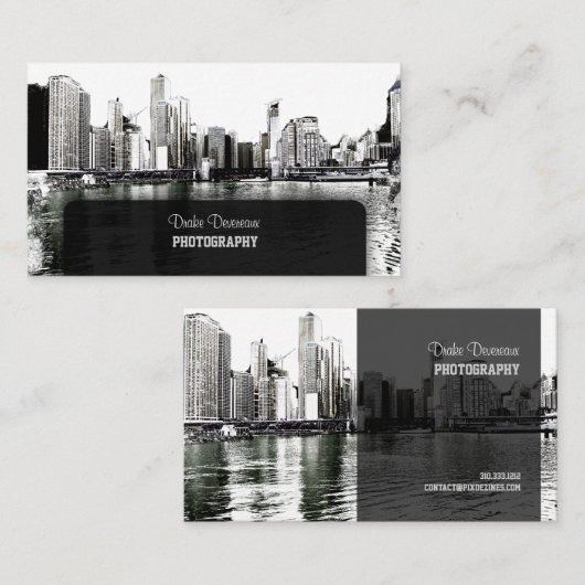 PixDezines City Scape、シカゴ、レイクショア 名刺 (正面/裏面)