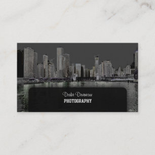 PixDezines City Scape、Lakeshore、シカゴ/グレー 名刺
