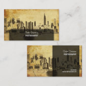 PixDezines City Scape, New York,ヴィンテージ 名刺 (正面/裏面)