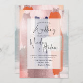 PixDezines Color Block Navy、バラ金ゴールド赤面 招待状 (正面/裏面)