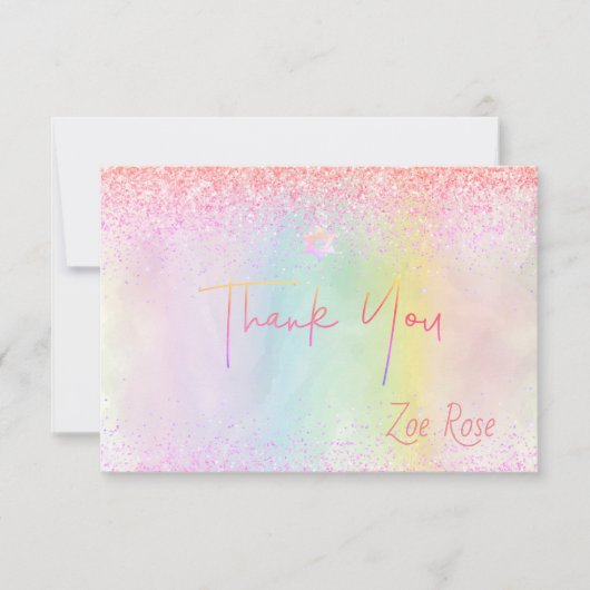 PixDezines Cotton Candy Bat Mitzvah Thank You Card 招待状 (正面)