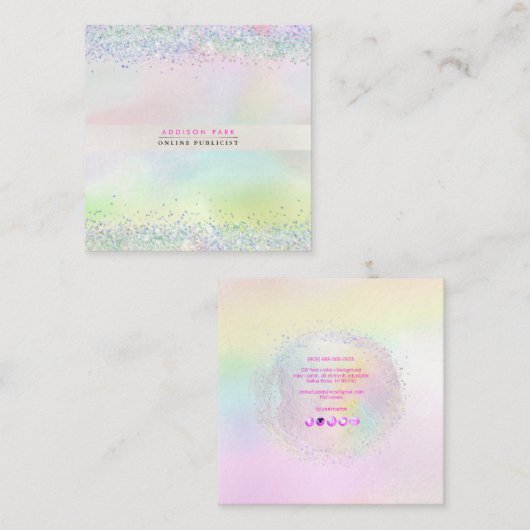 PixDezines Cotton Candy + Pearly White Square Busi スクエア名刺 (正面/裏面)