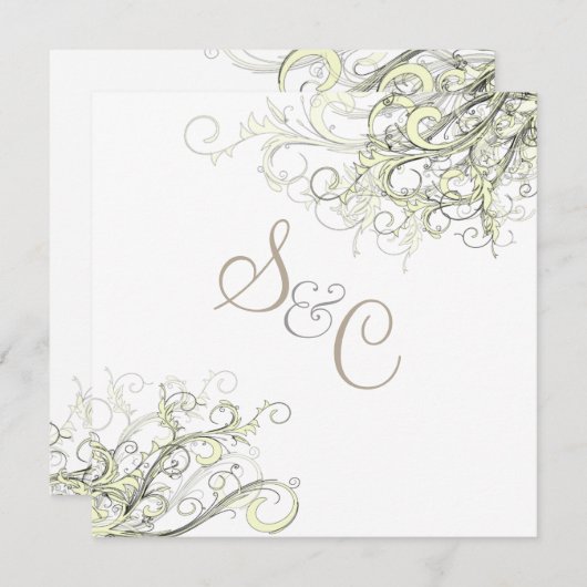 PixDezines CREAM SWILLRS/DIYの背景 招待状 (正面/裏面)