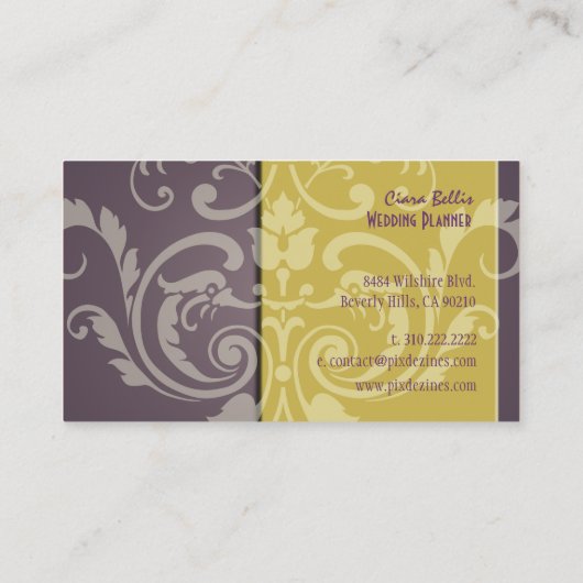 PixDezines Crest Damask 名刺 (裏面)