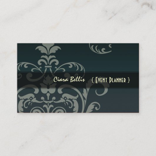 PixDezines Crest Damask 名刺 (正面)
