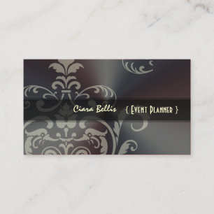 PixDezines Crest Damask+Brushed Steel 名刺