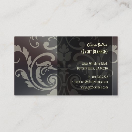 PixDezines Crest Damask+Brushed Steel 名刺 (裏面)