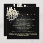 PixDezines Crystal Chandelier + Damask/black+white 招待状 (正面/裏面)
