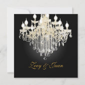 PixDezines Crystal Chandelier + Damask/black+white 招待状 (裏面)