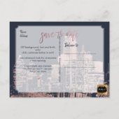 PixDezines/Dallas日付/バラ金ゴールドをフェイク保存 案内ポストカード (裏面)