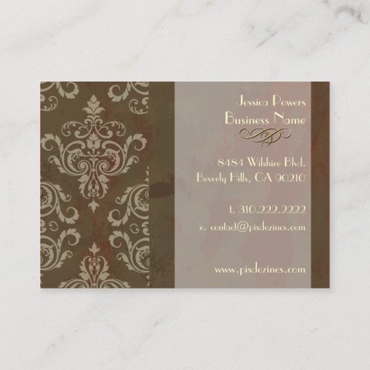 PixDezines DAMASKオン素朴 BROWN 名刺 (裏面)