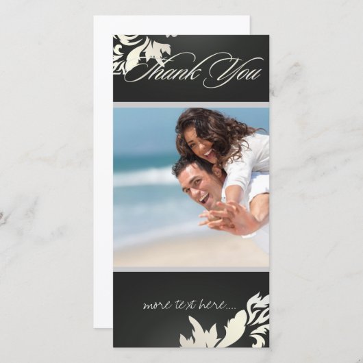 PixDezines Damask 12写真ありがとう サンキューカード (正面/裏面)