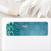 PixDezines Damask 1、ティール(緑がかった色) ラベル (インサイチュ)
