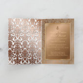 PixDezines Damask 4, Copper, folded invitations 招待状 (内部)