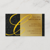 PixDezines Damask Laceブラック+金ゴールド 名刺 (裏面)