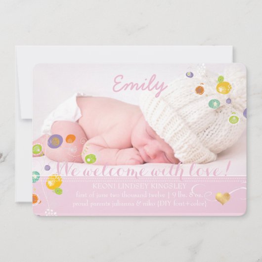 PixDezines dandelion、写真誕生のお知らせ 案内状 (正面)