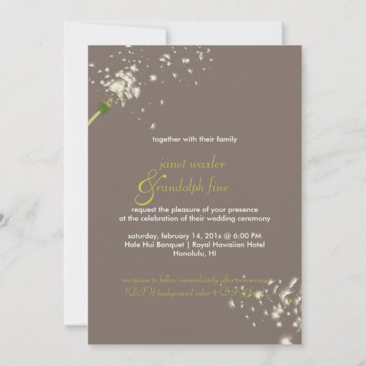 PixDezines dandelion/DIY背景色 招待状 (裏面)