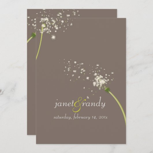 PixDezines dandelion/DIY背景色 招待状 (正面/裏面)