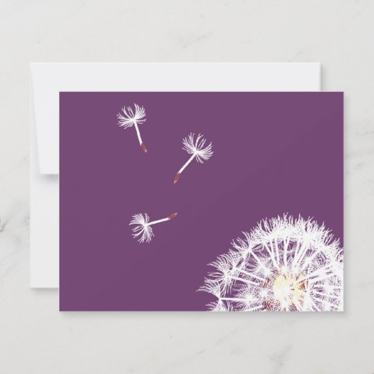 PixDezines Dandelions、暗い背景色 招待状 (裏面)