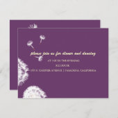 PixDezines Dandelions、暗い背景色 招待状 (正面/裏面)