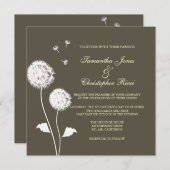 PixDezines Dandelions、暗い背景色 招待状 (正面/裏面)