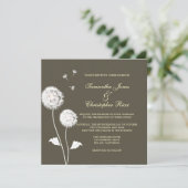 PixDezines Dandelions、暗い背景色 招待状 (スタンド正面)