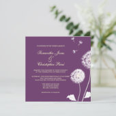 PixDezines Dandelions、暗い背景色 招待状 (スタンド正面)