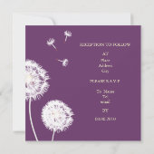 PixDezines Dandelions、暗い背景色 招待状 (裏面)