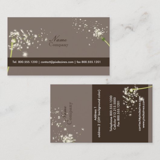 PixDezines dandelions/DIY背景色 名刺 (正面/裏面)