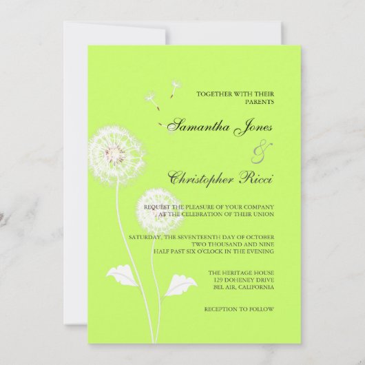 PixDezines Dandelions、diy背景色 招待状 (裏面)