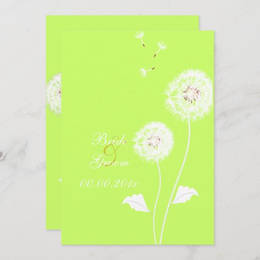 PixDezines Dandelions、diy背景色 招待状 (正面/裏面)