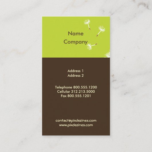 PixDezines DANDELIONS MOSS緑/DIY色 名刺 (裏面)