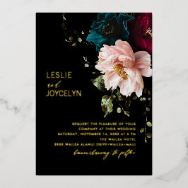 PixDezines Dark Moodyフローラ配置 箔招待状