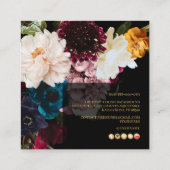 PixDezines Dark Moody花 スクエア名刺 (裏面)