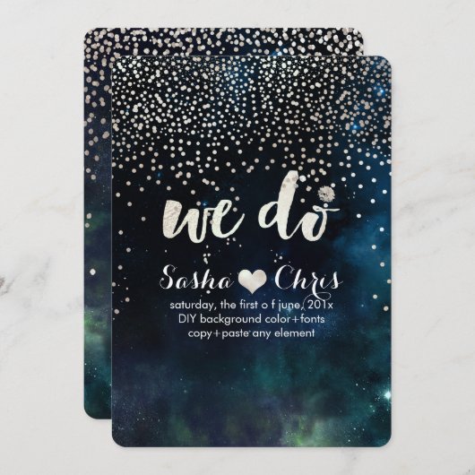 PixDezines Dark Sky/dazzled/フェイクsilver/NASA宇宙 招待状 (正面/裏面)