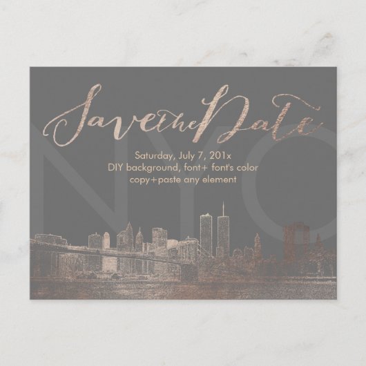 PixDezines/Date/Pink救金ゴールド/NYCツインタワー 案内ポストカード (正面)