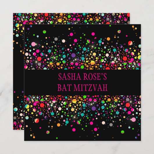 PixDezines Dazled/ネオンスペック/バルミツワー 招待状 (正面/裏面)